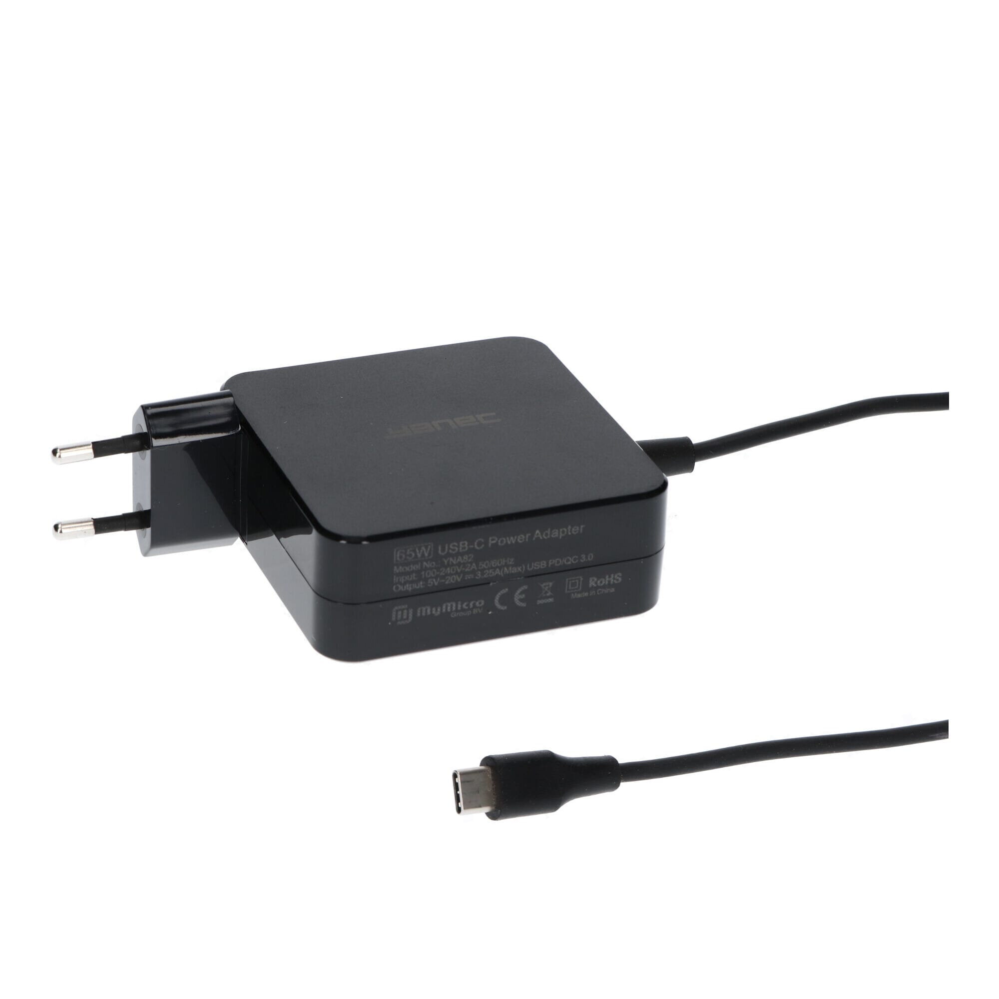 Yanec USB-C Wandlader 65W Zwart Yanec USB-C Wandlader 65W Zwart